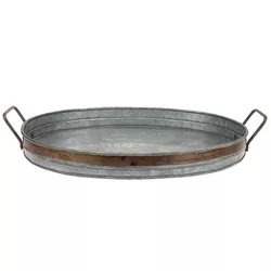 Aged Galvanized Tray with Rust Trim and Handles - Gray - Stonebriar