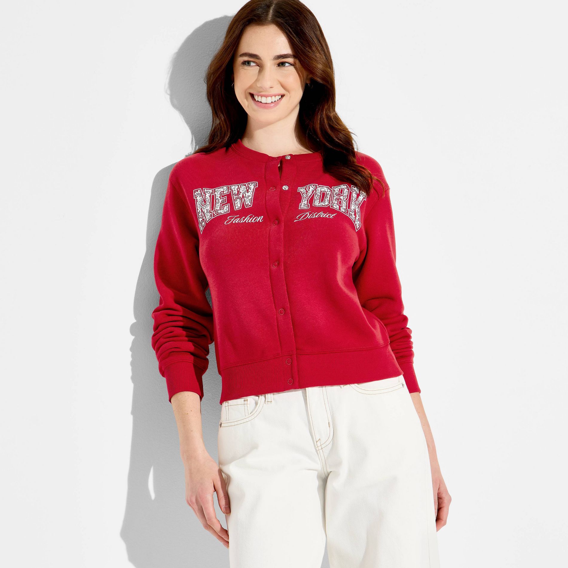 Women's The Devil Wears Prada New York Graphic Cardigan - Red