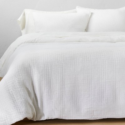 Full/queen Textured Chambray Cotton Comforter & Sham Set Warm Brown -  Casaluna™ : Target