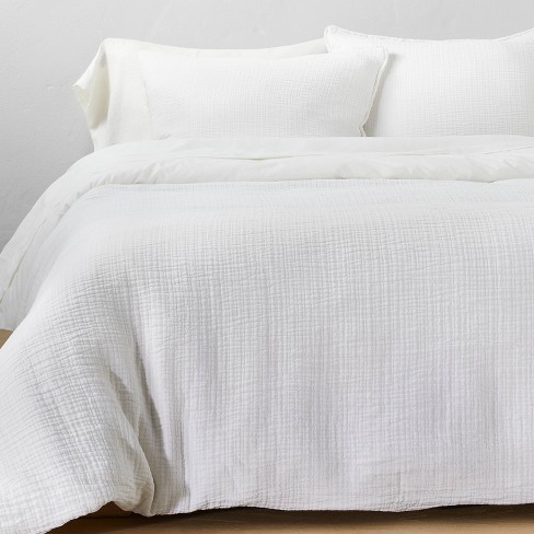 Full/Queen Heavyweight Linen Blend Comforter & Sham Set White - Casaluna™