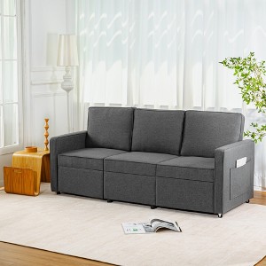 SKRAN Retractable 3 Seater Sofa, Easy To Assemble, Suitable For Living Rooms, Apartments And Flexible Sofas For Small Spaces,  Dark Gray Linen - 1 of 4