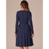 Allegra K Women's Long Sleeve A Line Ruffle Belted Business Casual Dress with Pockets - 3 of 4