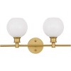 Elegant Lighting Collier 2 light Brass and Frosted white glass Wall sconce - 3 of 4