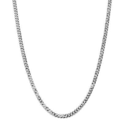 Black Bow Jewelry 4.5mm 14k White Gold Beveled Solid Curb Chain Necklace