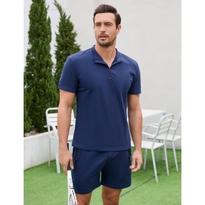 WhizMax Men's Polo Shirt and Shorts Set Short Sleeve Zip 2 Pieces Outfits Summer Suit Casual Athletic Tracksuit