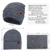 Mysuntown Winter Hat Scarf and Touch Screen Gloves 3-Piece Set, Cold Weather Knit Fleece Lined Warm Unisex Sets - 3 of 4