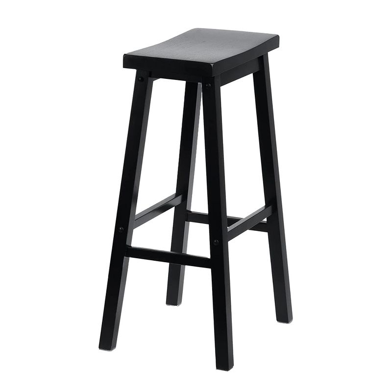 PJ Wood Classic Saddle-Seat 29" Tall Kitchen Counter Stools for Homes, Dining Spaces, and Bars with Backless Seats and 4 Square Legs, Black (8 Pack), 3 of 7