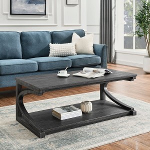 NicBex Modern Unique-Shaped Coffee Table with Storage,Solid Wood Side Table,Center Table for Livng Room,Kitchen - 1 of 4