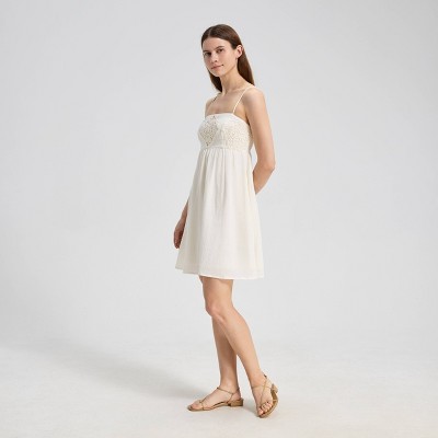 Женские платья Universal Thread Women's Geometric Lace Mini Babydoll Dress - Universal Thread™ Ivory L — фото 3