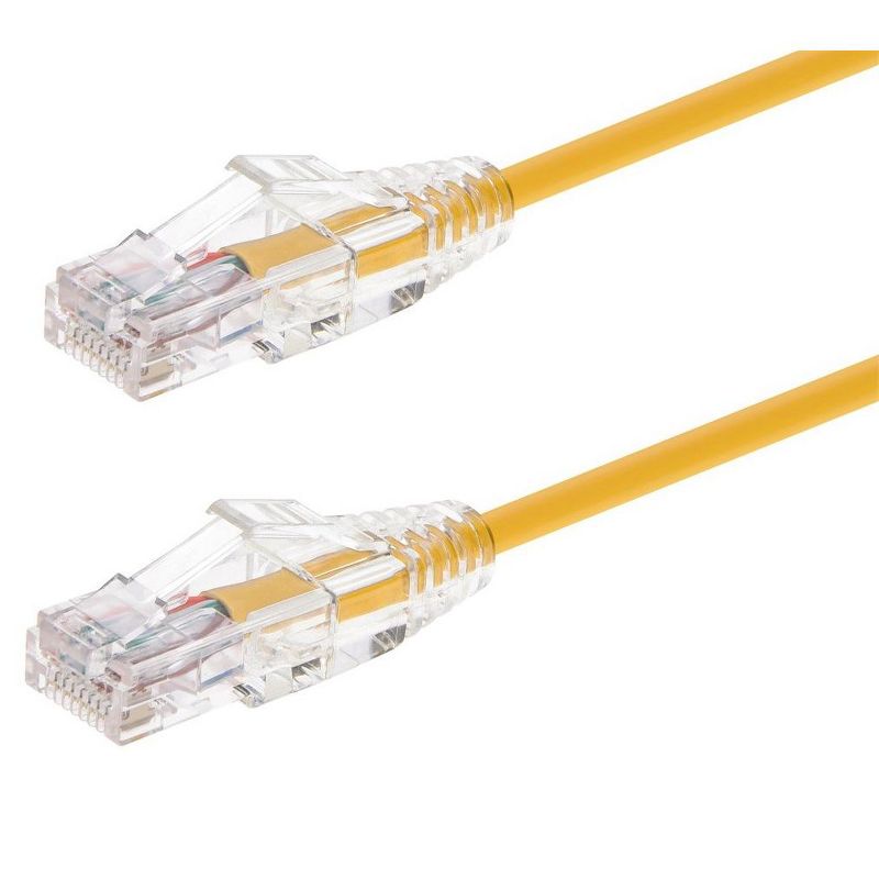 Monoprice Cat6 Ethernet Patch Cable - 14 feet - Yellow, Snagless RJ45 Stranded 550MHz UTP CMR Riser Rated Pure Bare Copper Wire 28AWG - SlimRun Series, 1 of 7