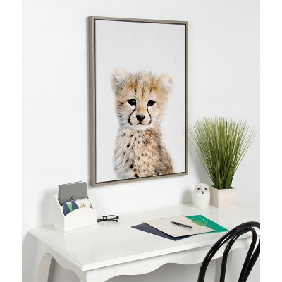 Gray Framed Canvas with Cheetah Print, 23" x 33"