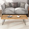 Mayeerty Modern Coffee Table, Cocktail Table with Metal Hairpin Legs for Living Room, Ash Wood Finished - 2 of 4