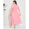 Coolmee Women Plus Size Dress Summer Button Down Smocked Midi Dress Short Sleeve Sundress - 4 of 4