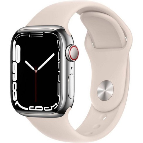 Apple Watch Series 7 GPS + Cellular 45mm Silver Stainless Steel Case with  Starlight Sport Band - Target Certified Refurbished