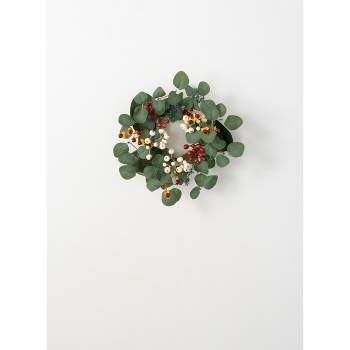 Sullivans Eucalyptus & Berry Artificial Mini Wreath 13"H Green