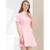 Allegra K Women's Turndown Collared Keyhole Short Sleeve Work Fit and Flare Mini Dress - 4 of 4