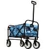 VYNXARIA Minimeetall Colorful Collapsible Foldable Wagon Cart with strapping system, Beach Wagon ,Utility Wagon Grocery Cart,flower blue light - 3 of 4