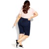 Women's Plus Size Knee Hi Waist Cuff Short - dark denim | CITY CHIC - 4 of 4