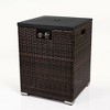 Garvee Wicker Fire Pit, Wicker Fire Column with Wind Guard Rain Cover, SUS Burner Clear Glass Rock Mixed with Blue Glass Beads, Black - 4 of 4