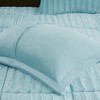 Sapphtopaz 3 Pcs Faux Fur Comforter Set, All-Over Pleated Fur Bedding Set Quilt Set, 1 Comforter, 2 Pillow Shams, Machine Washable - 2 of 4