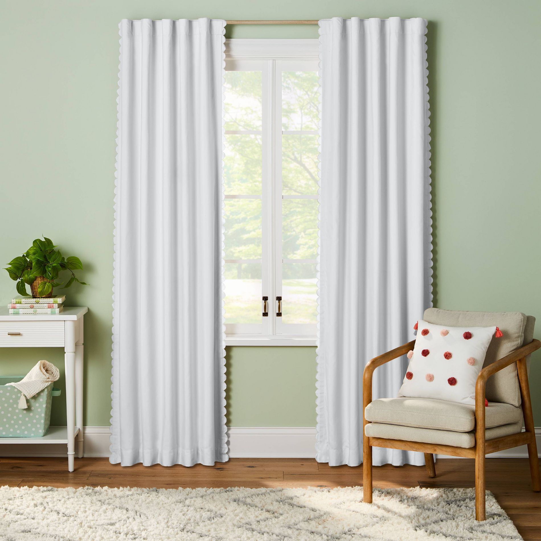 42"W x 84"L Scallop Kids' Blackout Window Curtain Panel Cream - Pillowfort™