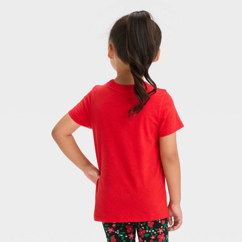 Toddler Girls' 'Merry & Bright' Short Sleeve T-Shirt - Cat & Jack™ Red, 3 of 5