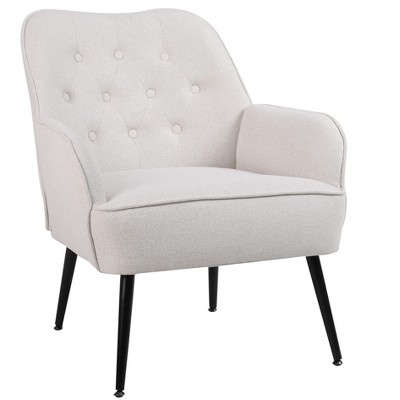 NicBex Linen Accent Chair Modern Fabric Upholstered Armchair,Comfy Single Sofa Chair with Metal Legs for Living Room,Bedroom