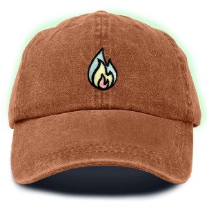 Dalix Fire Embroidered Lit Flame Dad Hat Cotton Baseball Cap Adjustable Mens - 1 of 4