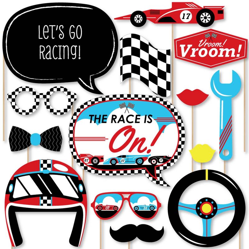 Big Dot of Happiness Let's Go Racing - Racecar - Baby Shower or Race Car Birthday Party Photo Booth Props Kit - 20 Count, 1 of 8