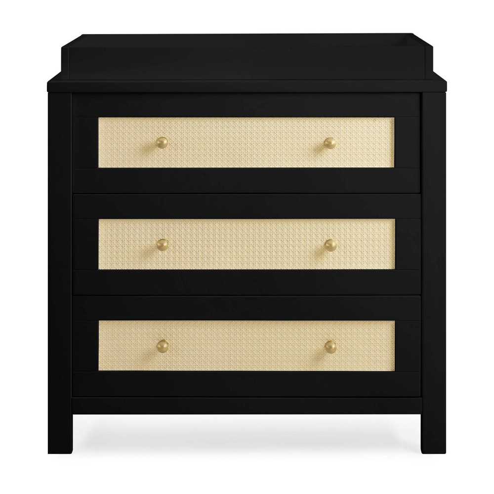 Simmons Kids' Theo 3 Drawer Dresser with Changing Top - Greenguard Gold Certified - Black/Textured Almond