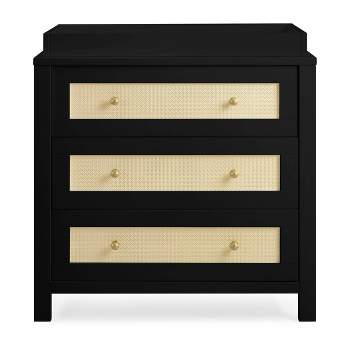 Simmons Kids' Theo 3 Drawer Dresser with Changing Top - Greenguard Gold Certified - Black/Textured Almond