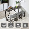 4-Piece Bar Table Set with Power Outlet, Dining Set Contemporary, Dining Set Rectangle with 3 Padded Stools for Living Room&Dining Room-Cuddlewood - 3 of 4