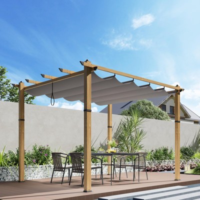 Outdoor Pergola Metal Gazebo with Retractable Canopy