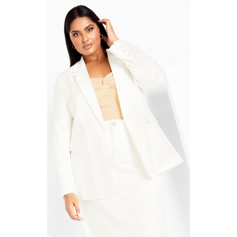 Women's Plus Size Clea Blazer - Vanilla | City Chic : Target