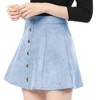 INSPIRE CHIC Women's Faux Suede Button Front A-Line High Waisted Mini Short Skirt - 3 of 4