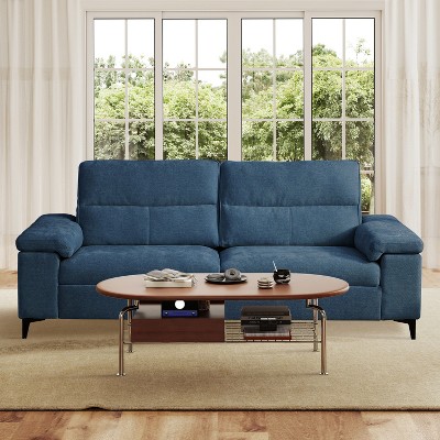 Chenille Sofa with Adjustable Armrests and Extra Thick Cushions
