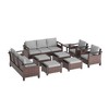 Sonkuki 9 Pieces Patio Sofa & Ottomans & Chair & Coffee Table Set, Conversation Couch with Cushion - 2 of 4