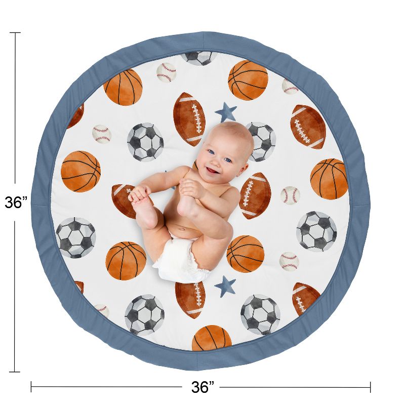 Sweet Jojo Designs Boy Baby Tummy Time Playmat Watercolor Sports Theme Multicolor, 5 of 6