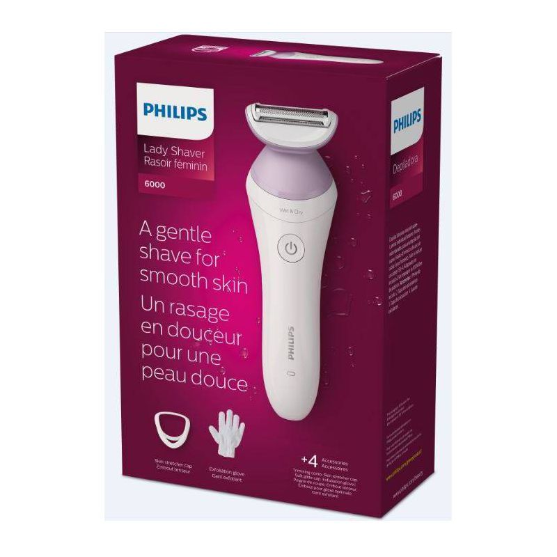 Philips Series 6000 Wet &#38; Dry Women&#39;s Rechargeable Electric Shaver - BRL136/00 - 4pc, 3 of 12