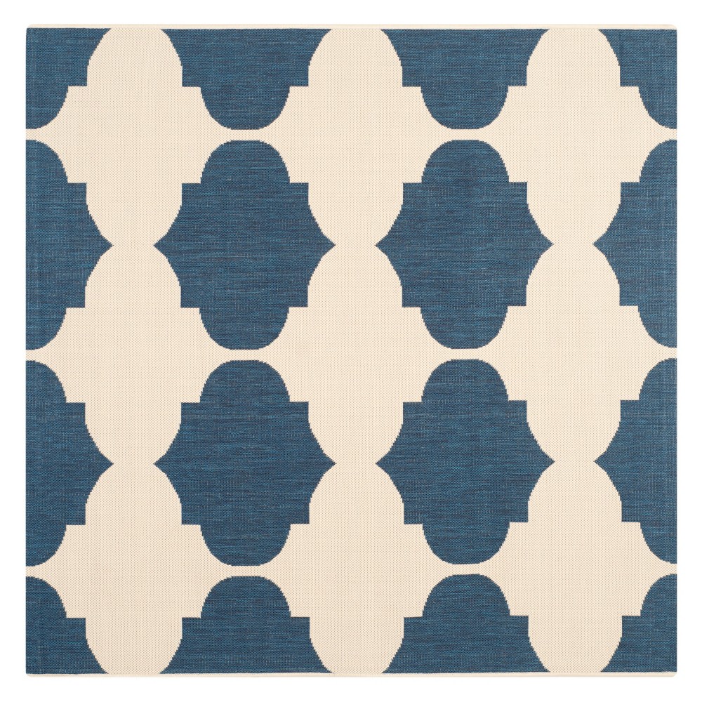 5'3in X5'3in Square Brema Outdoor Rug Beige/Navy - Safavieh
