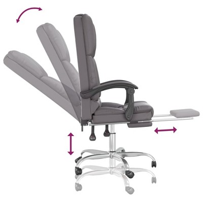 Gray Faux Leather Reclining Office Chair with Massage Function