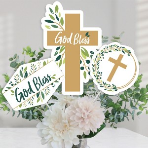 Big Dot of Happiness Elegant Cross - Religious Party Centerpiece Sticks - Table Toppers - Set of 15 - 1 of 4