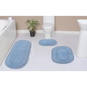Hampton Crochet Collection Cotton Reversible Tufted Set of 3 Bath Rug Set - Home Weavers - 1 of 4