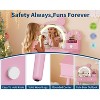 Kids Vanity Table with Lighted Mirror & Stool, Bear-Shaped Vanity Table Set with 2 Drawers, Little Girl Dressing Table, Pretend Play Vanity Set - 3 of 4