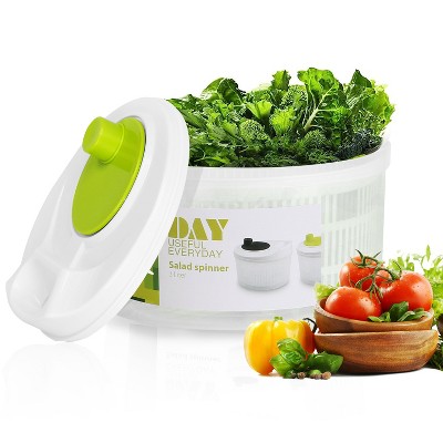 NewHome"3L Salad Spinner Fruit & Vegetable Washer – Hand Cranking Lettuce Drainer with Lid for Kitchen"white