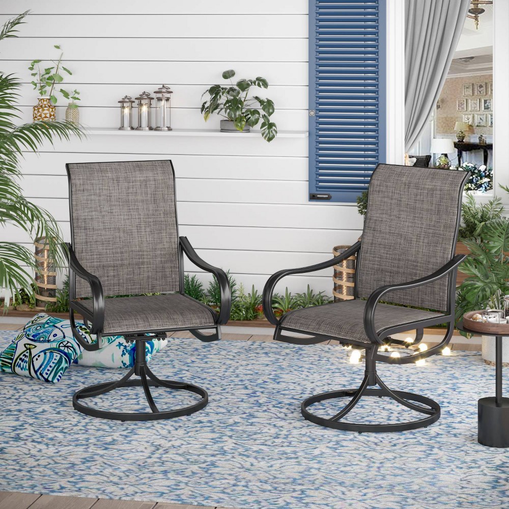 2pk Steel Patio 360 Swivel Arm Chairs with Sling Seat & Back - Captiva ...