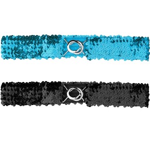 Allegra K Women's Halloween Skinny Stretchy Waist Belts Sequins Decor Slim Elastic Belts 2 Pcs - 1 of 4