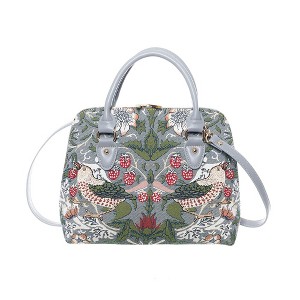 Signare USA William Morris Strawberry Thief Grey Convertible Top Handle Handbag - 1 of 4