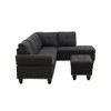 DOMETOUR 3-Piece Linen Sofa L Shaped Sofa for Living Room Black Gray - 3 of 4