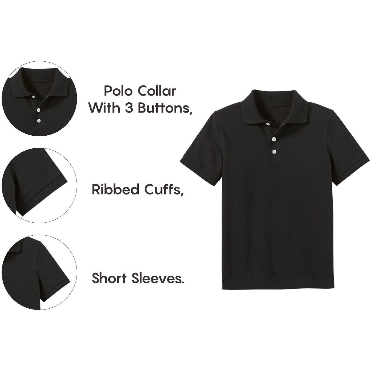 Galaxy by Harvic Boy's School Uniform Polo-5 Pack - thumbnail 3